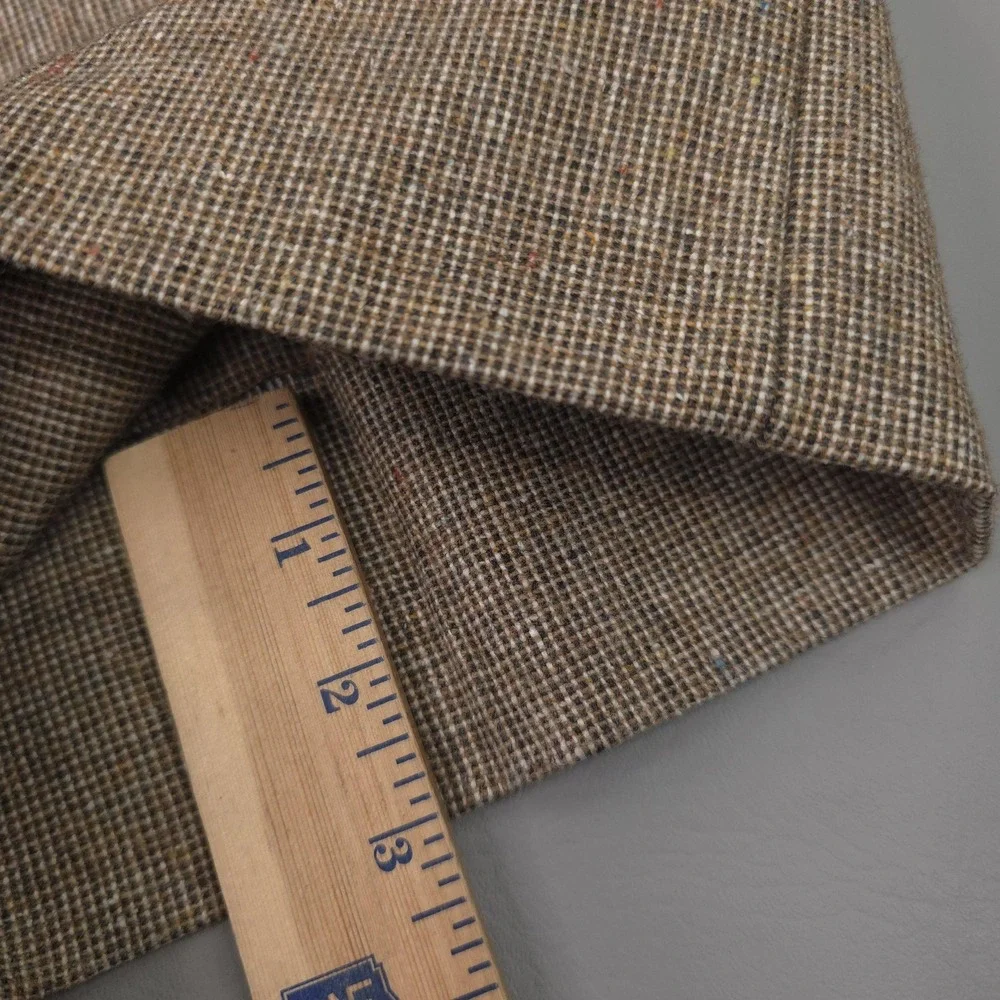 Gargini Pants Mens 36x30 Brown Flecked Wool Tweed Check Pleated Dress Trousers